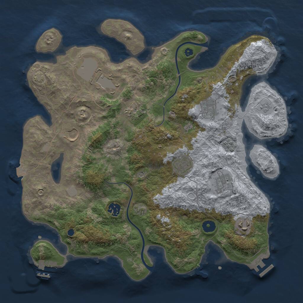 Rust Map: Procedural Map, Size: 3600, Seed: 1117, 15 Monuments