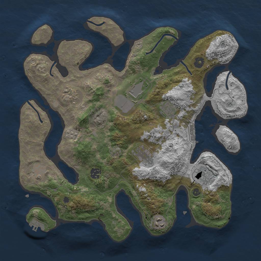 Rust Map: Procedural Map, Size: 3600, Seed: 1117, 14 Monuments