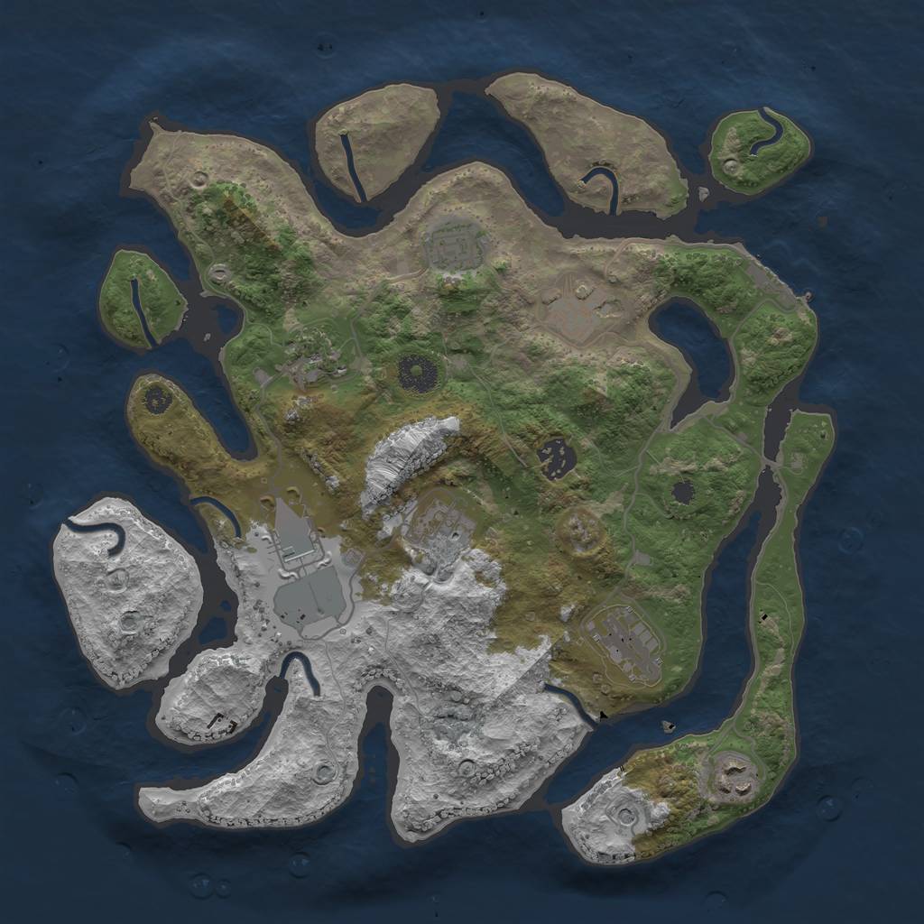 Rust Map: Procedural Map, Size: 3500, Seed: 799971, 12 Monuments