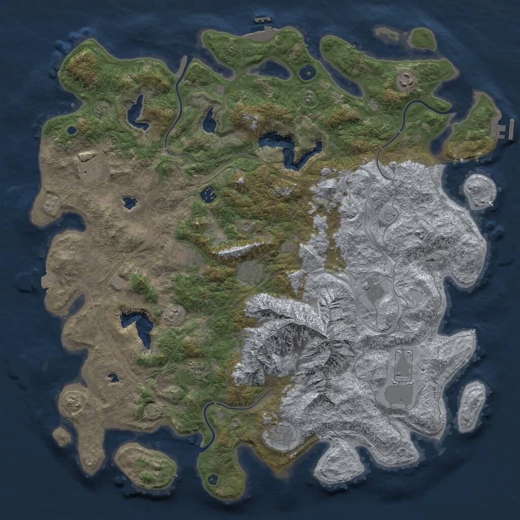 Rust Map: Procedural Map, Size: 5000, Seed: 753735, 16 Monuments