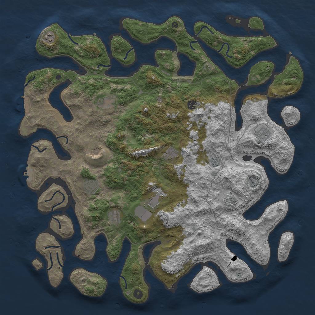 Rust Map: Procedural Map, Size: 5000, Seed: 753735, 16 Monuments