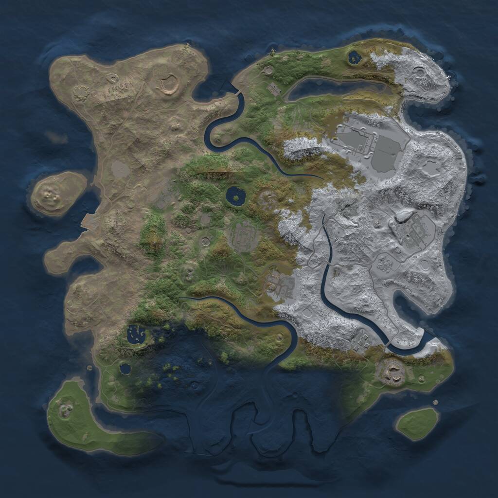 Rust Map: Procedural Map, Size: 3800, Seed: 63, 13 Monuments