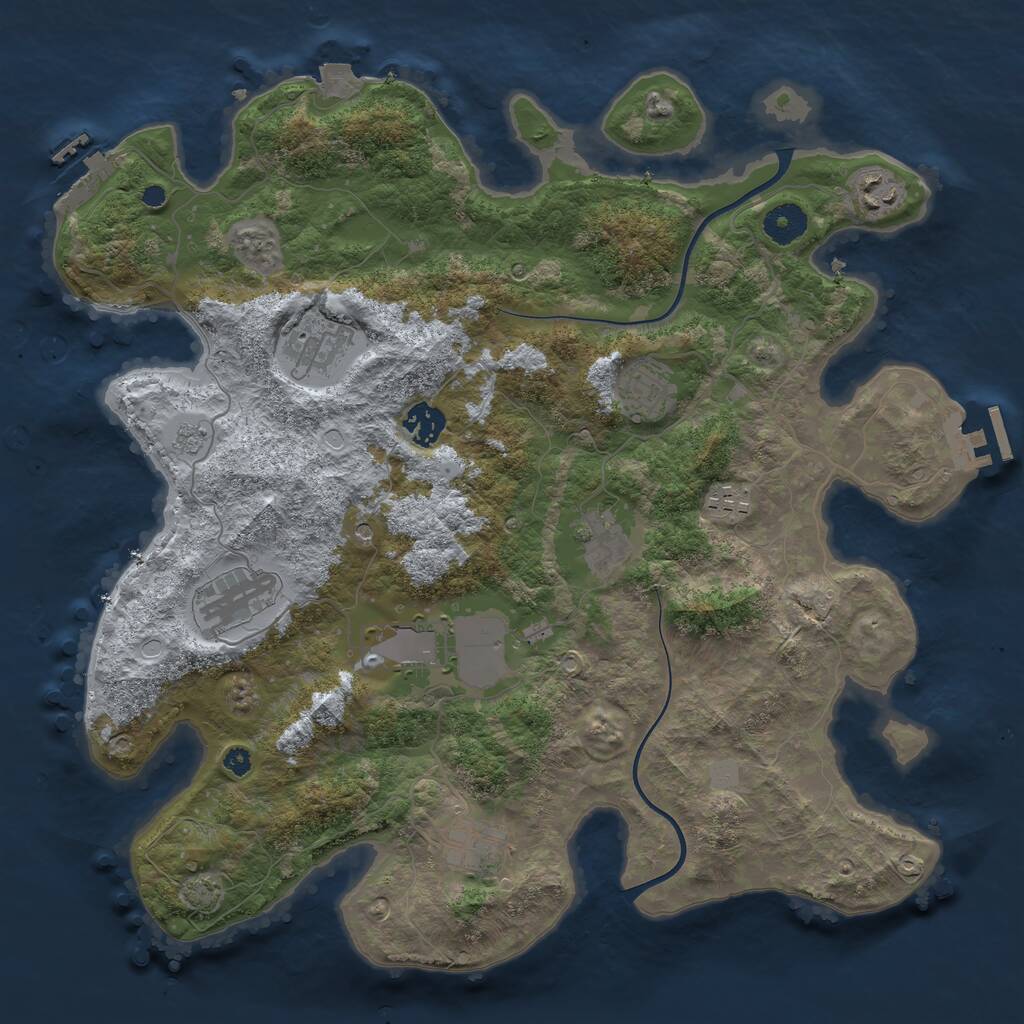 Rust Map: Procedural Map, Size: 3750, Seed: 54253263, 15 Monuments