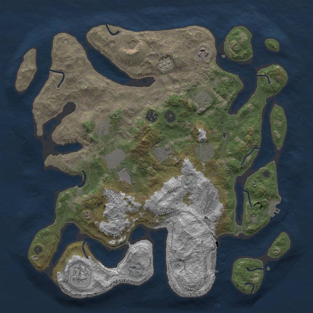 Rust Map: Procedural Map, Size: 4050, Seed: 1490582708, 16 Monuments