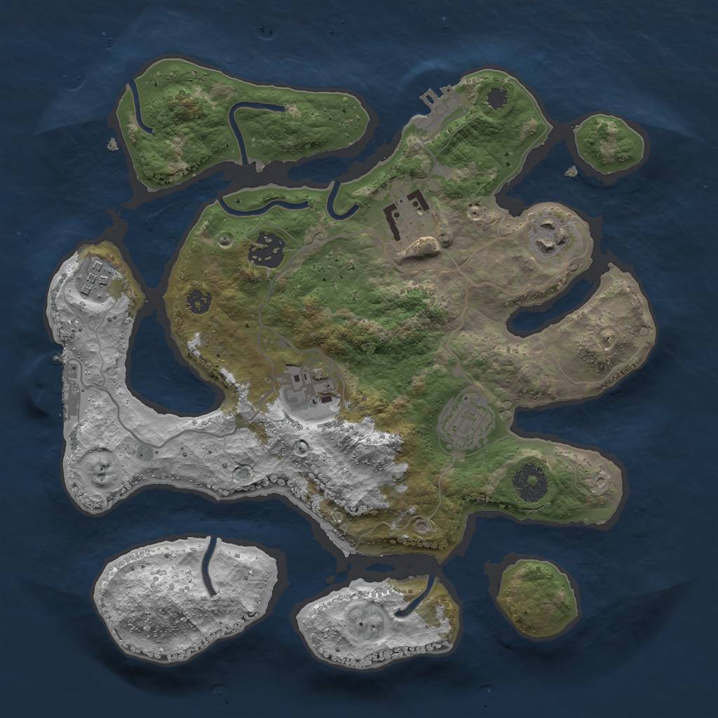 Rust Map: Procedural Map, Size: 3000, Seed: 1799346392, 10 Monuments