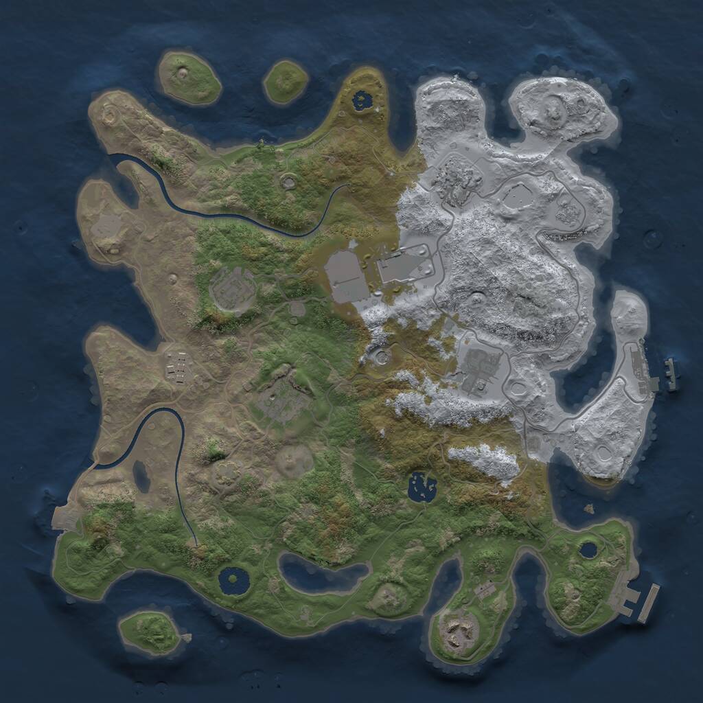 Rust Map: Procedural Map, Size: 3500, Seed: 1011, 14 Monuments