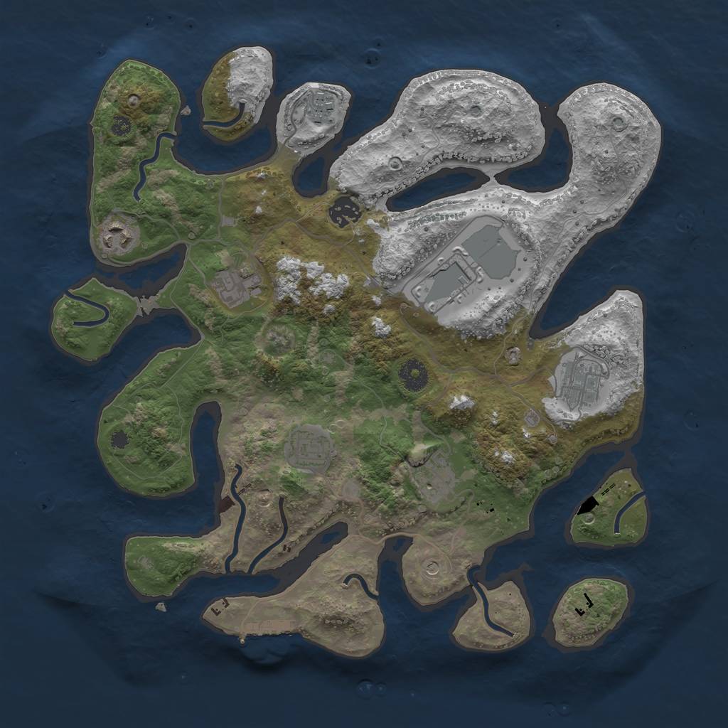 Rust Map: Procedural Map, Size: 3600, Seed: 11048803, 12 Monuments