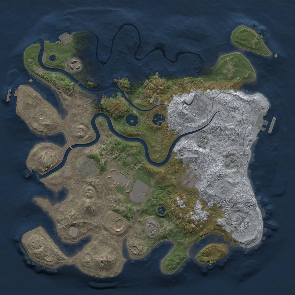 Rust Map: Procedural Map, Size: 3600, Seed: 1077286529, 15 Monuments