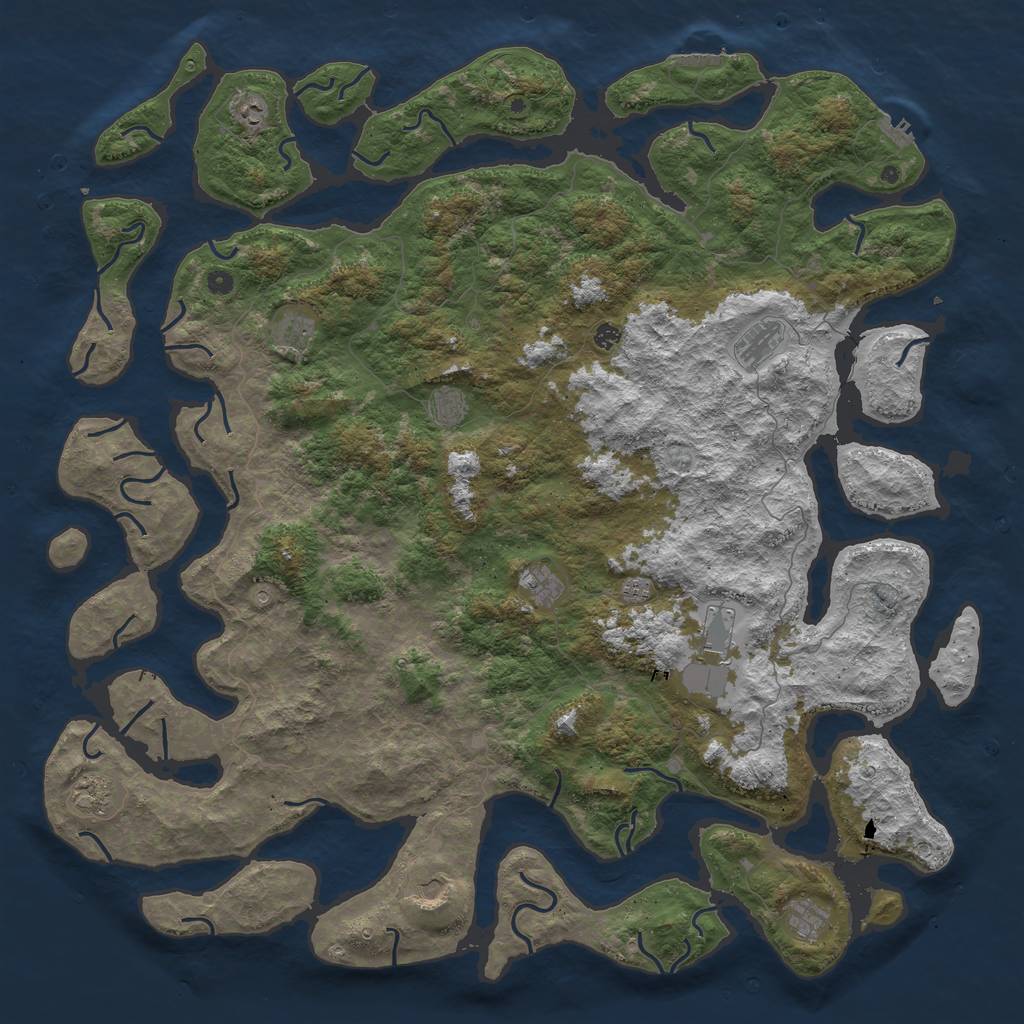 Rust Map: Procedural Map, Size: 6000, Seed: 353127112, 16 Monuments