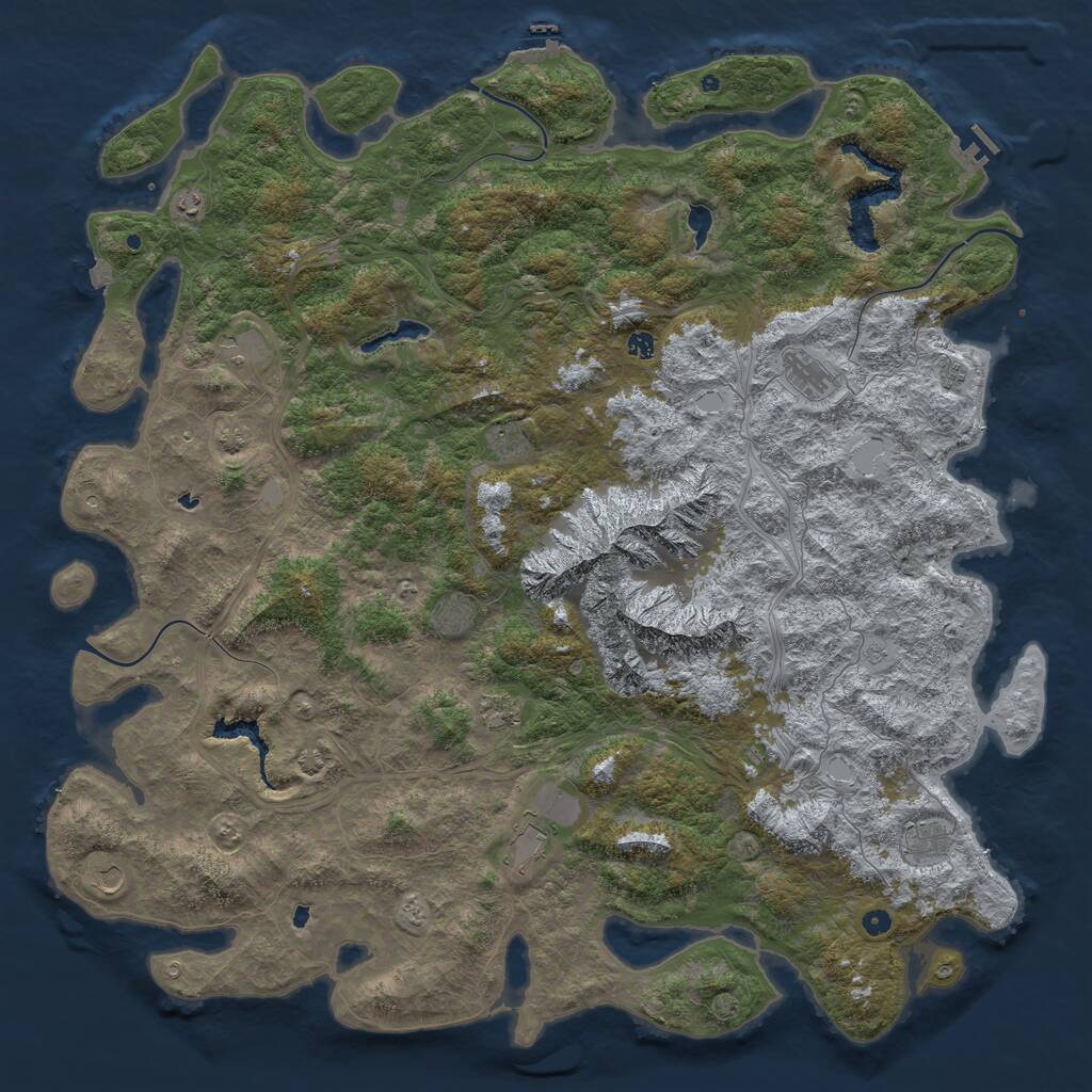 Rust Map: Procedural Map, Size: 6000, Seed: 353127112, 17 Monuments