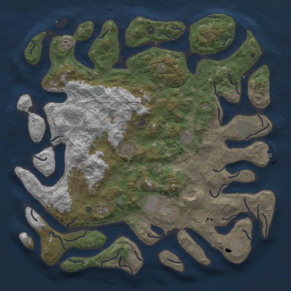 Rust Map: Procedural Map, Size: 5000, Seed: 25789, 15 Monuments