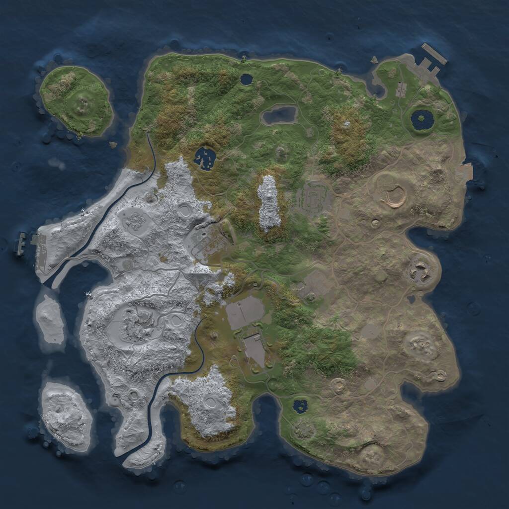 Rust Map: Procedural Map, Size: 3500, Seed: 973645, 13 Monuments