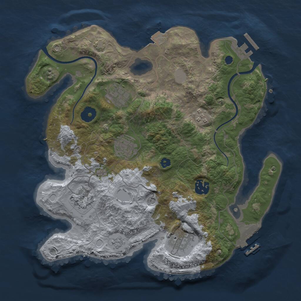 Rust Map: Procedural Map, Size: 3000, Seed: 940437566, 12 Monuments