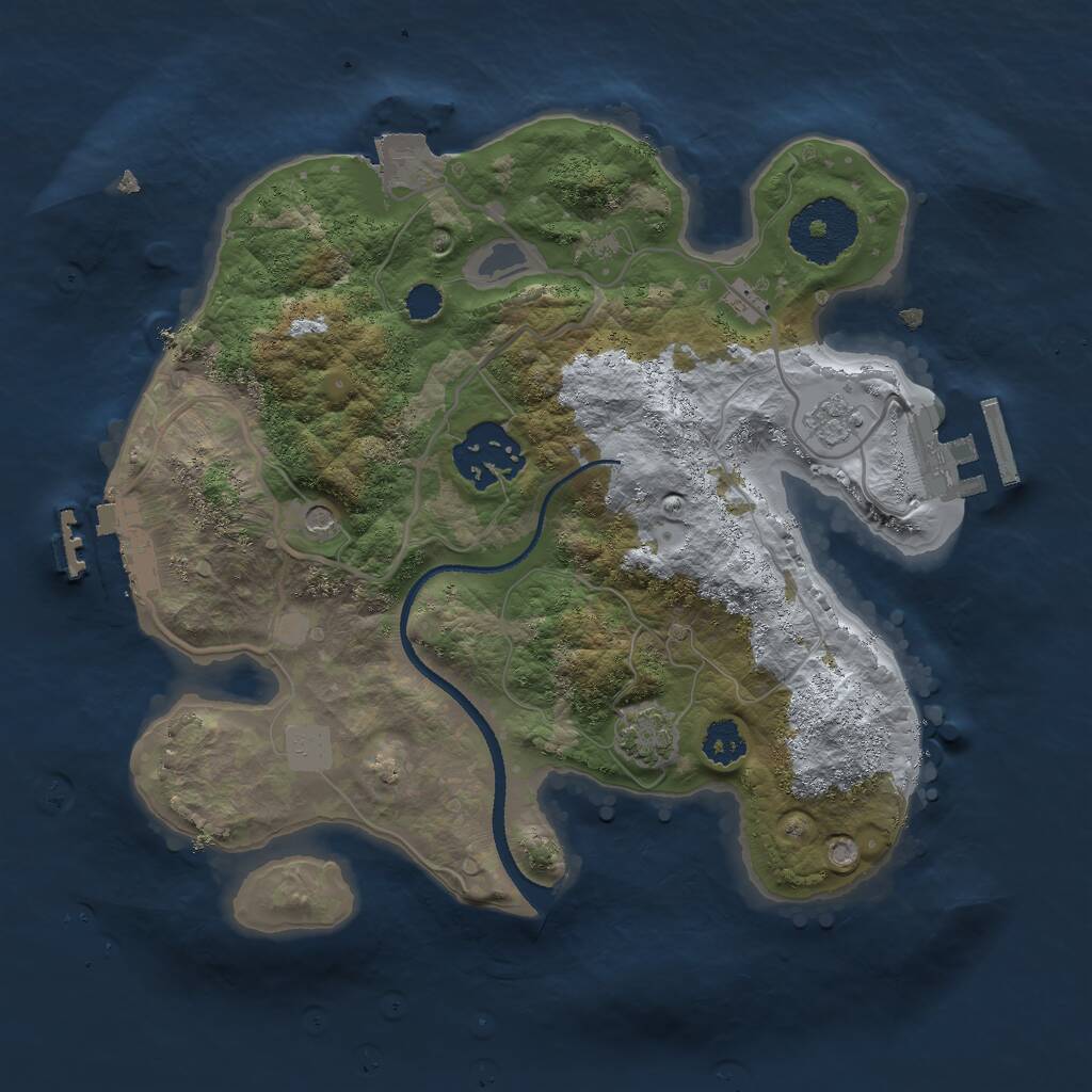 Rust Map: Procedural Map, Size: 2500, Seed: 65678964, 7 Monuments