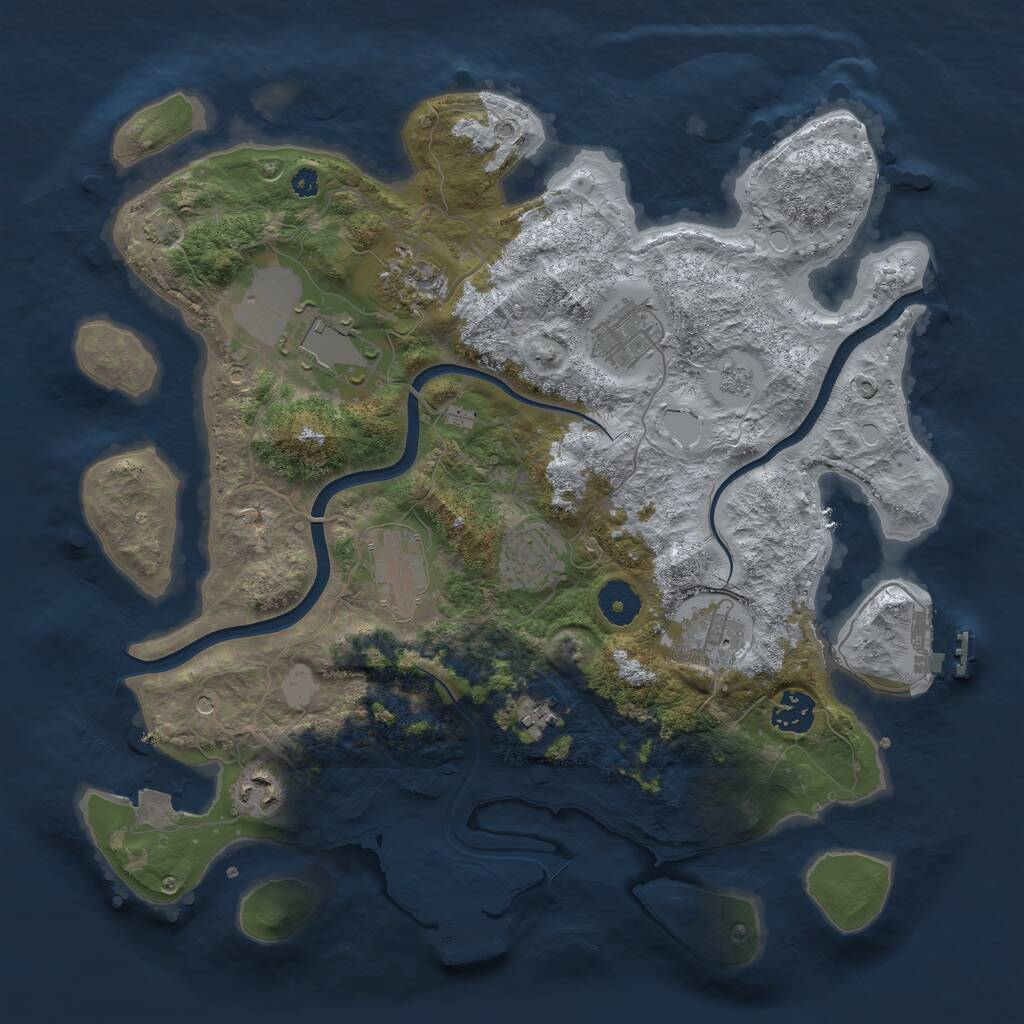 Rust Map: Procedural Map, Size: 3600, Seed: 21354, 15 Monuments