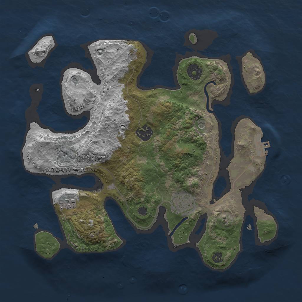 Rust Map: Procedural Map, Size: 2870, Seed: 1384443257, 7 Monuments