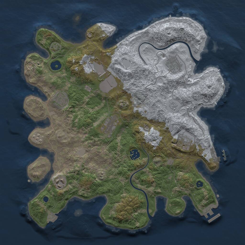 Rust Map: Procedural Map, Size: 3600, Seed: 689394142, 14 Monuments