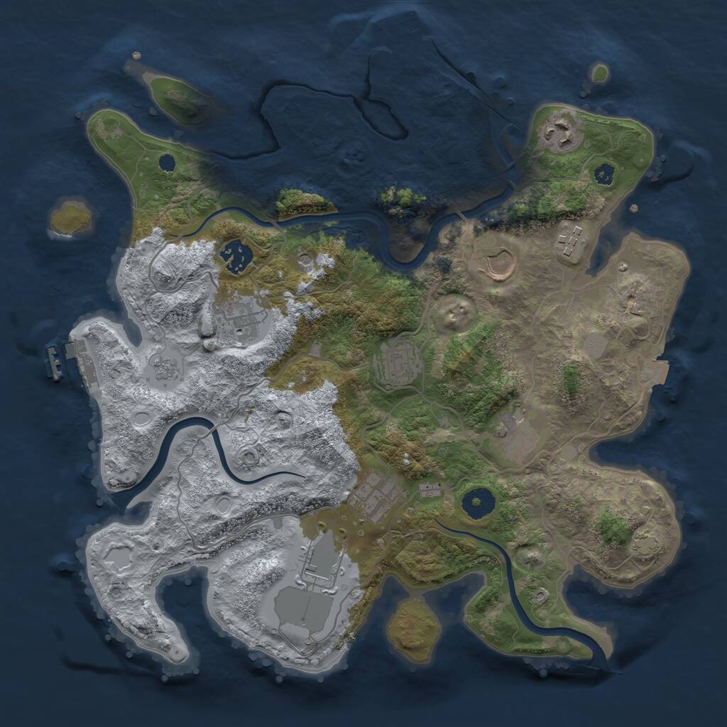 Rust Map: Procedural Map, Size: 3500, Seed: 4123, 15 Monuments
