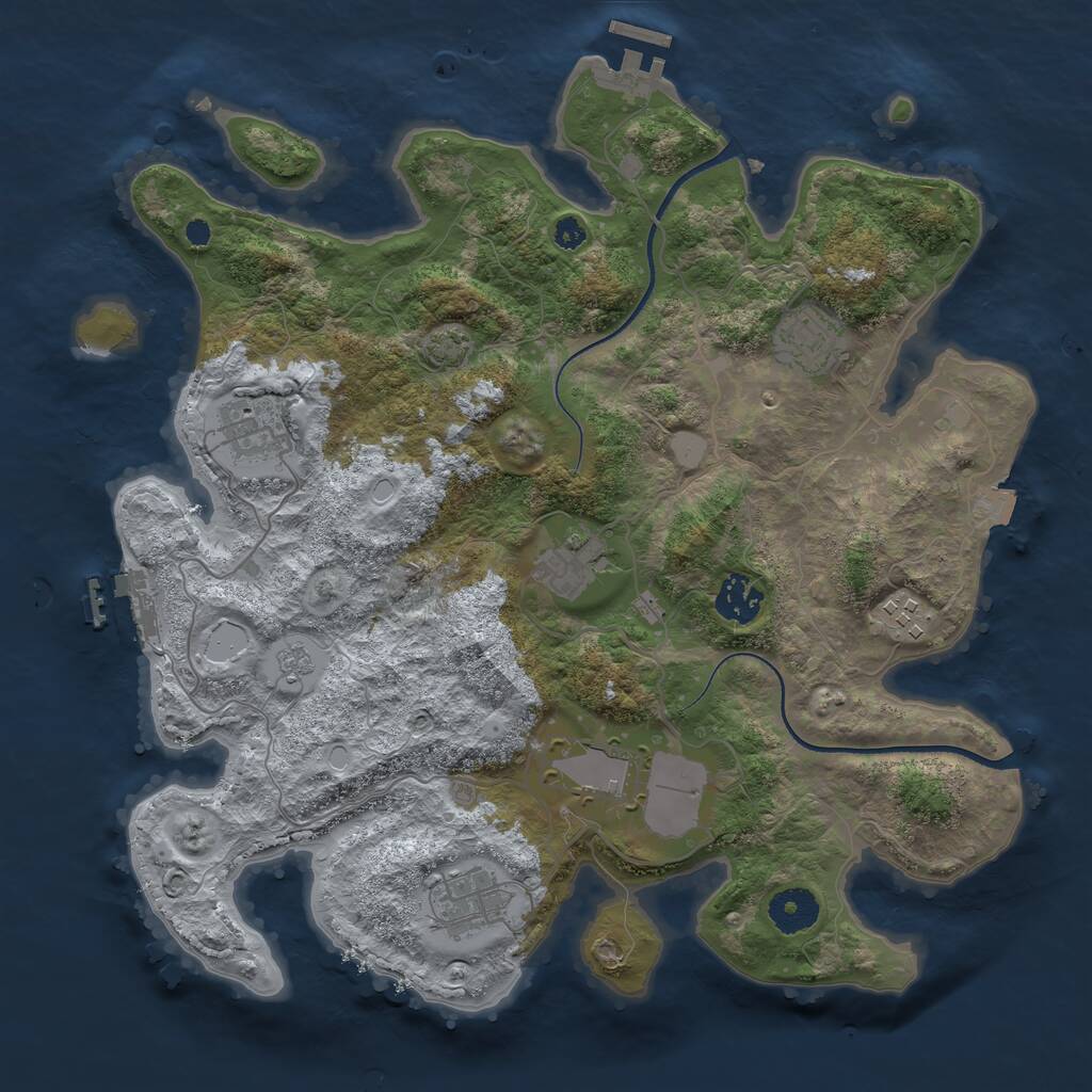 Rust Map: Procedural Map, Size: 3500, Seed: 4123, 12 Monuments