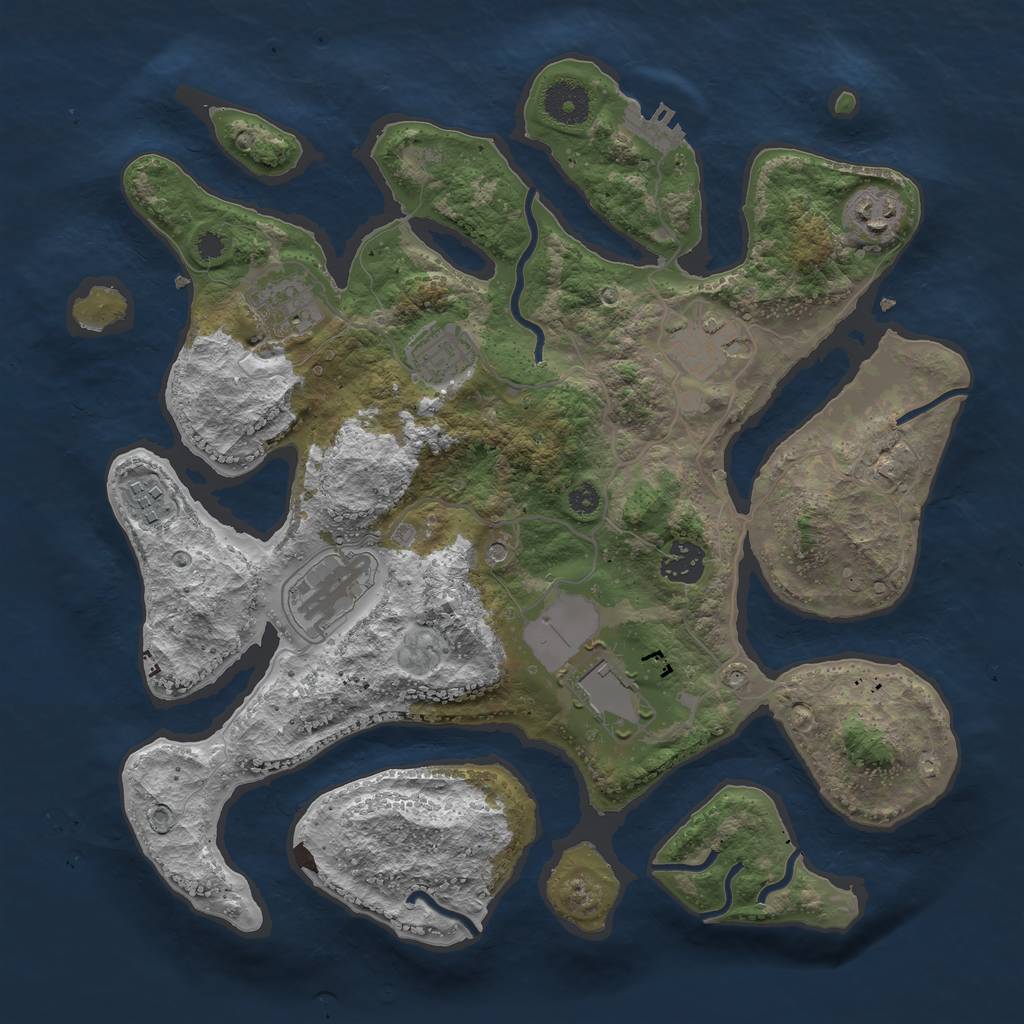 Rust Map: Procedural Map, Size: 3500, Seed: 4123, 12 Monuments