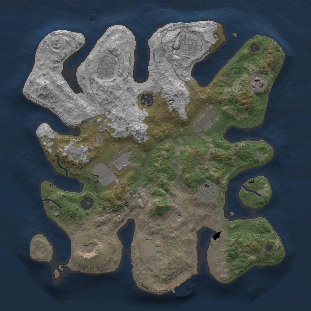 Rust Map: Procedural Map, Size: 3500, Seed: 1046705175, 13 Monuments