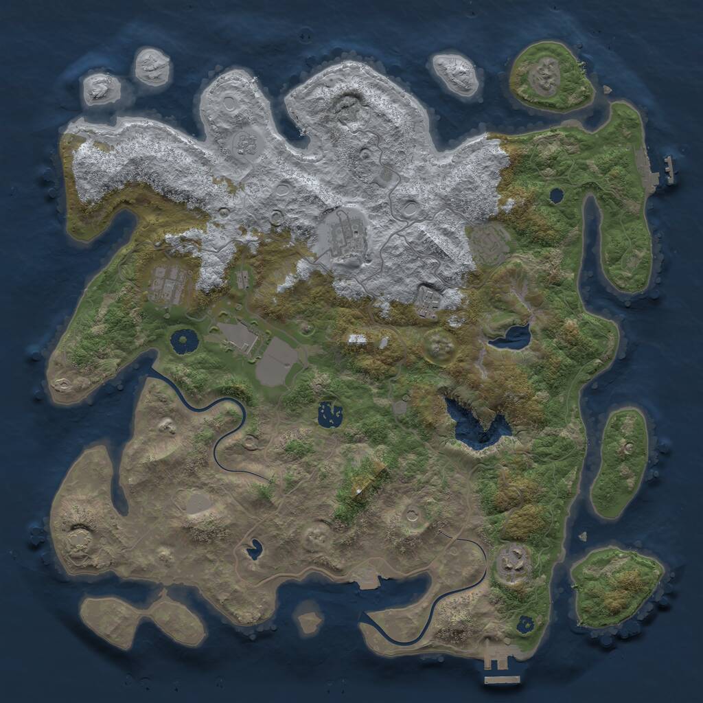 Rust Map: Procedural Map, Size: 4000, Seed: 9453929, 13 Monuments