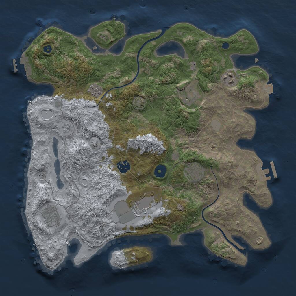 Rust Map: Procedural Map, Size: 3500, Seed: 1430031910, 13 Monuments