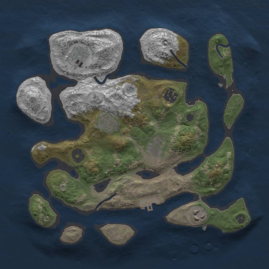 Rust Map: Procedural Map, Size: 3000, Seed: 610042377, 9 Monuments