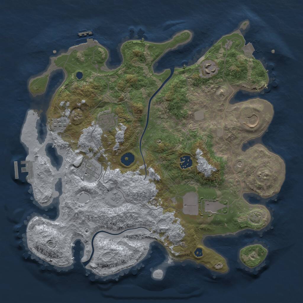 Rust Map: Procedural Map, Size: 3500, Seed: 69134, 13 Monuments