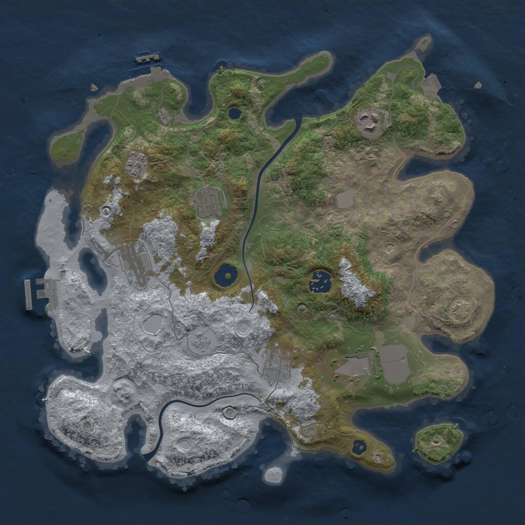 Rust Map: Procedural Map, Size: 3500, Seed: 69134, 13 Monuments