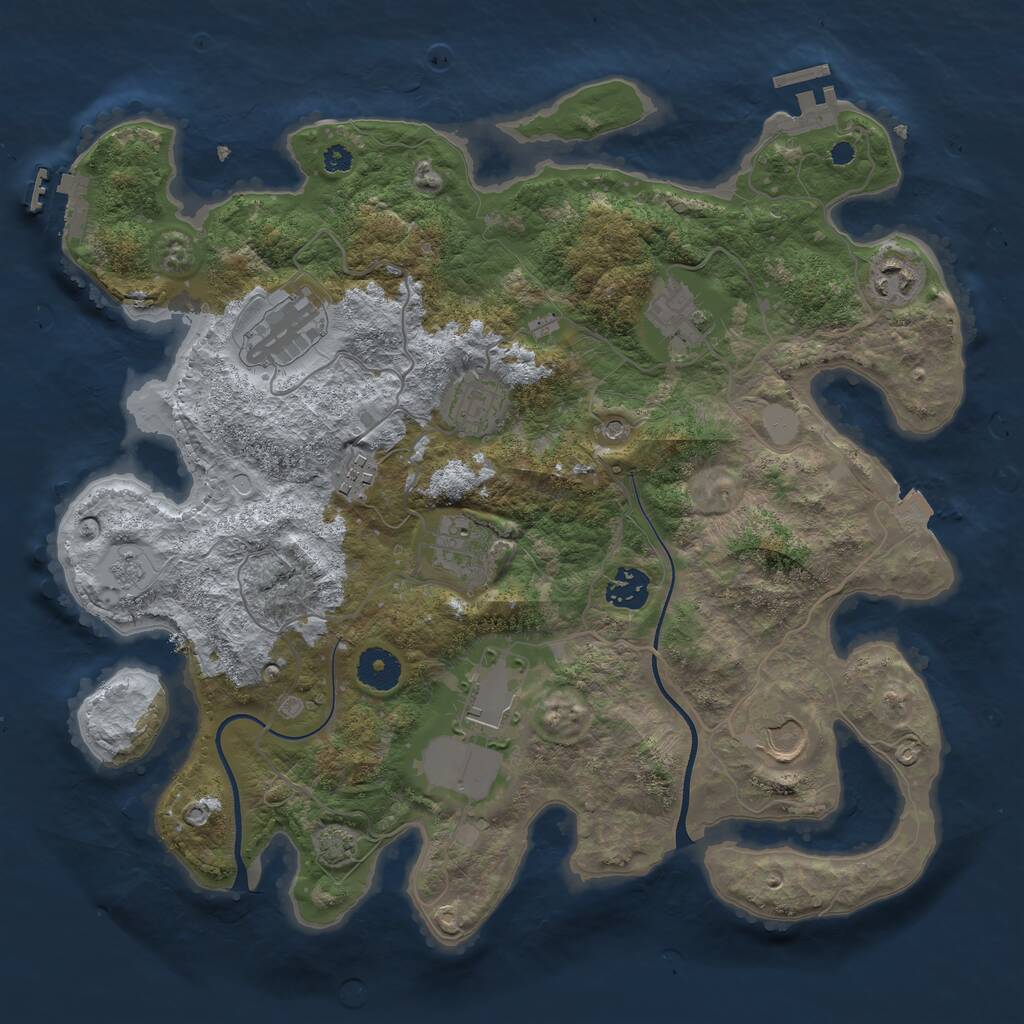 Rust Map: Procedural Map, Size: 3600, Seed: 1148730502, 15 Monuments