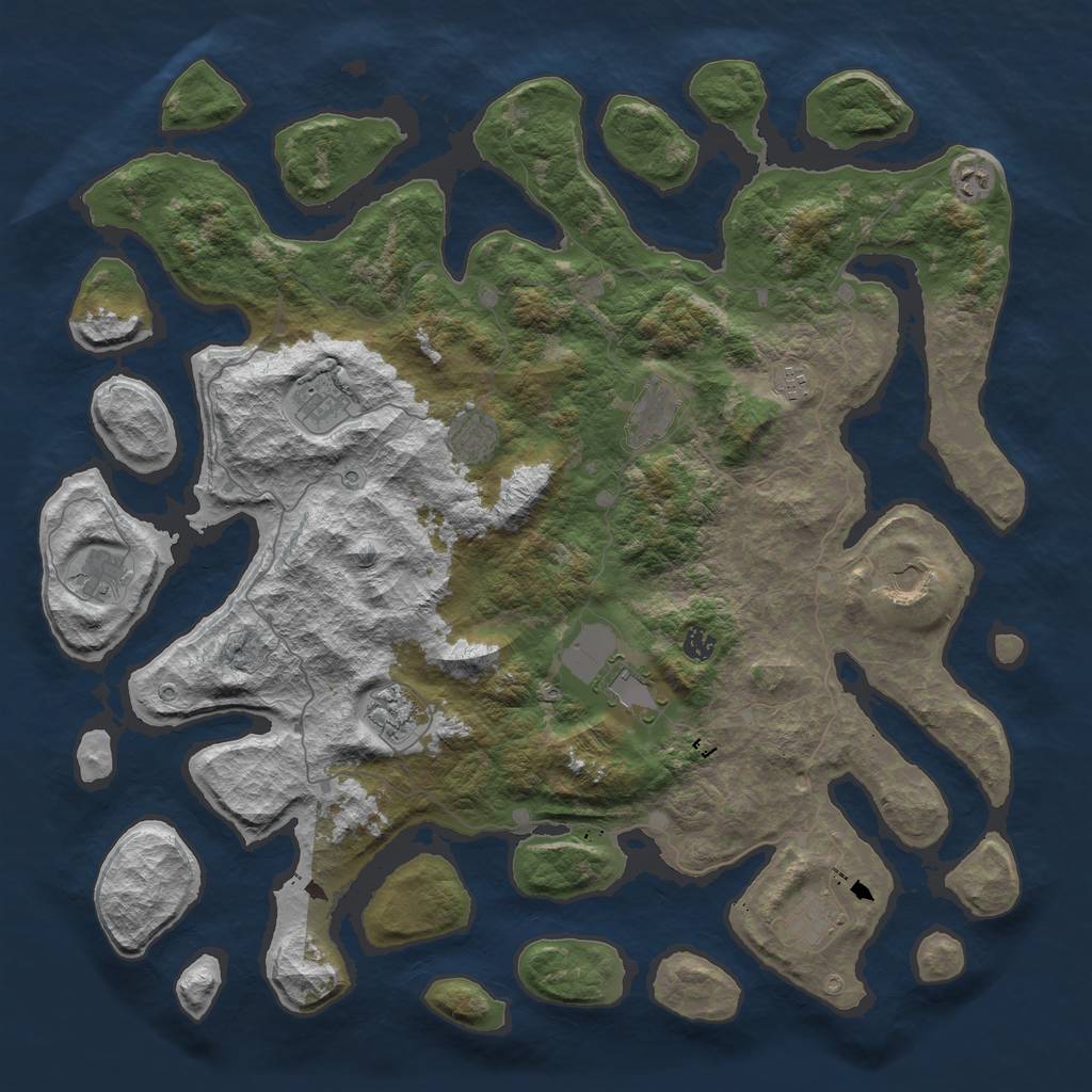 Rust Map: Barren, Size: 5000, Seed: 31, 14 Monuments