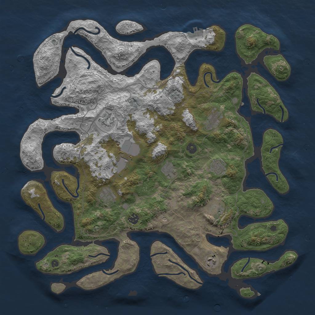 Rust Map: Procedural Map, Size: 4500, Seed: 860962661, 14 Monuments