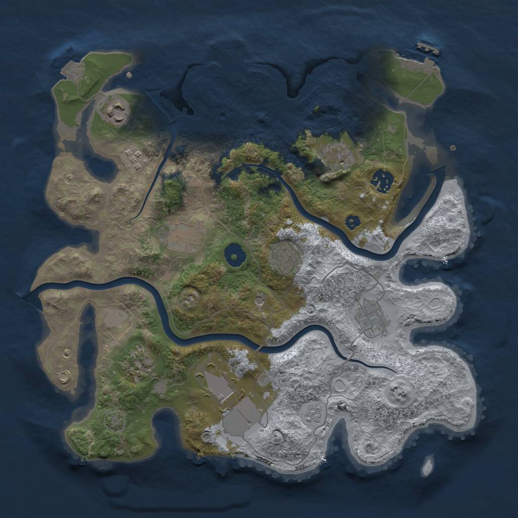 Rust Map: Procedural Map, Size: 3500, Seed: 1184052905, 15 Monuments