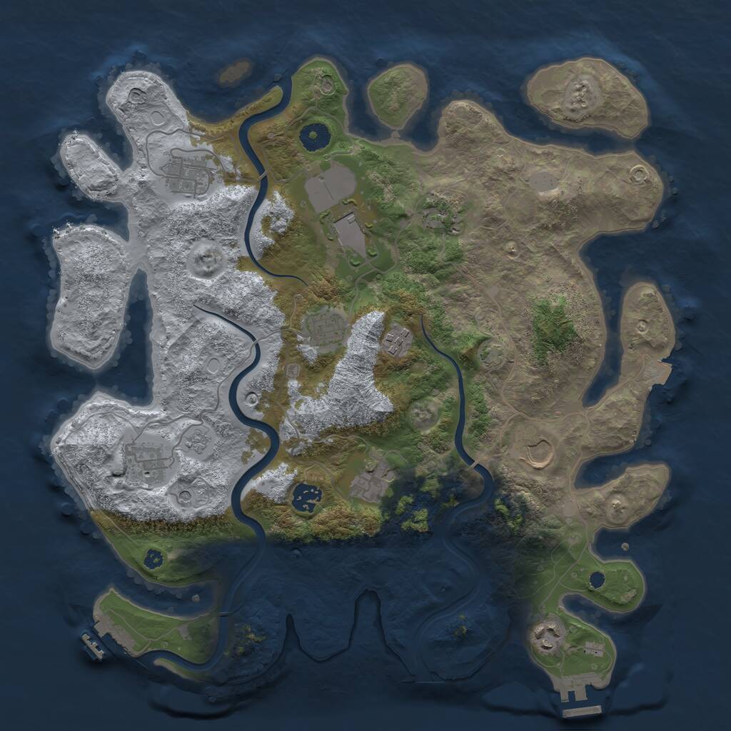 Rust Map: Procedural Map, Size: 3800, Seed: 19373345, 16 Monuments