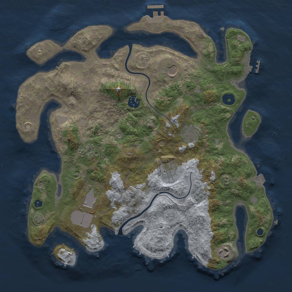 Rust Map: Procedural Map, Size: 3600, Seed: 642965459, 14 Monuments
