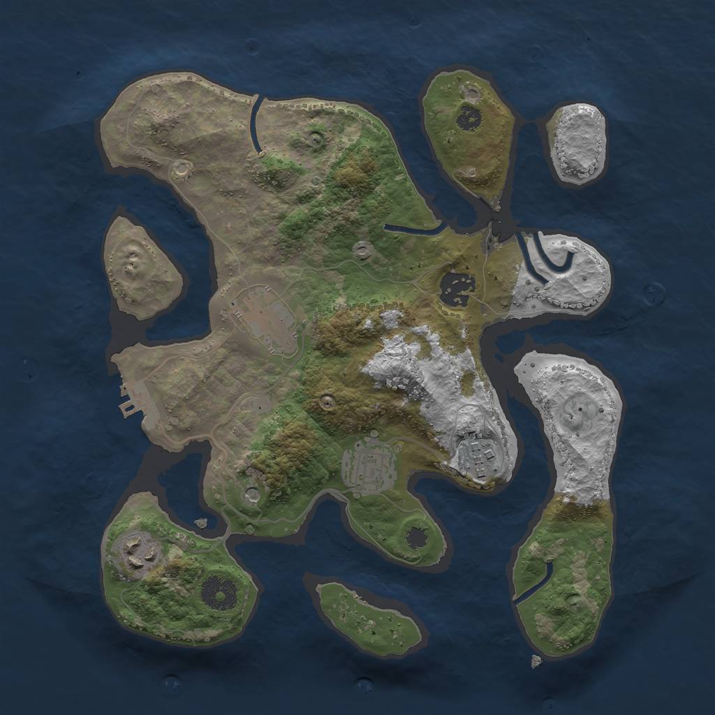 Rust Map: Procedural Map, Size: 3000, Seed: 68456322, 9 Monuments