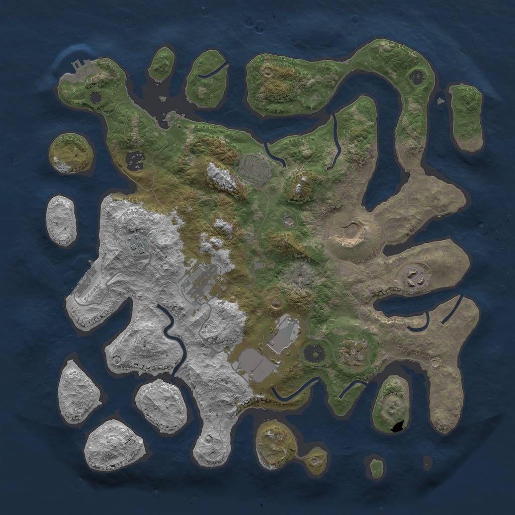 Rust Map: Procedural Map, Size: 3800, Seed: 485675158, 13 Monuments