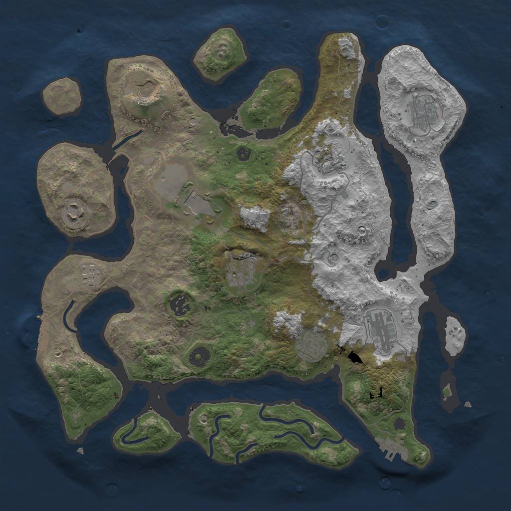 Rust Map: Procedural Map, Size: 3750, Seed: 1244512889, 15 Monuments