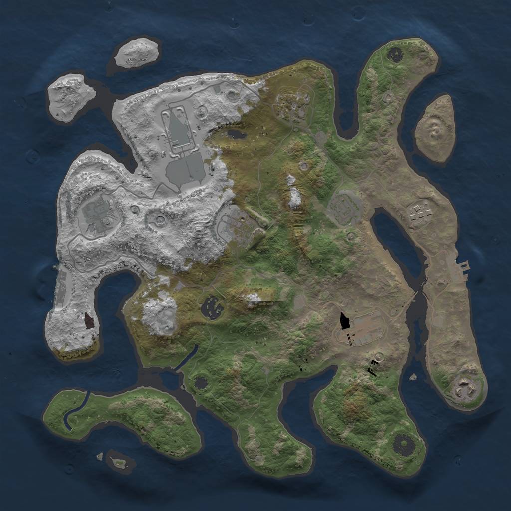 Rust Map: Procedural Map, Size: 3500, Seed: 1460150890, 14 Monuments