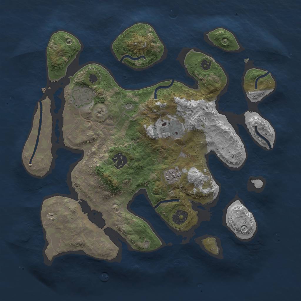 Rust Map: Procedural Map, Size: 3000, Seed: 44413, 7 Monuments