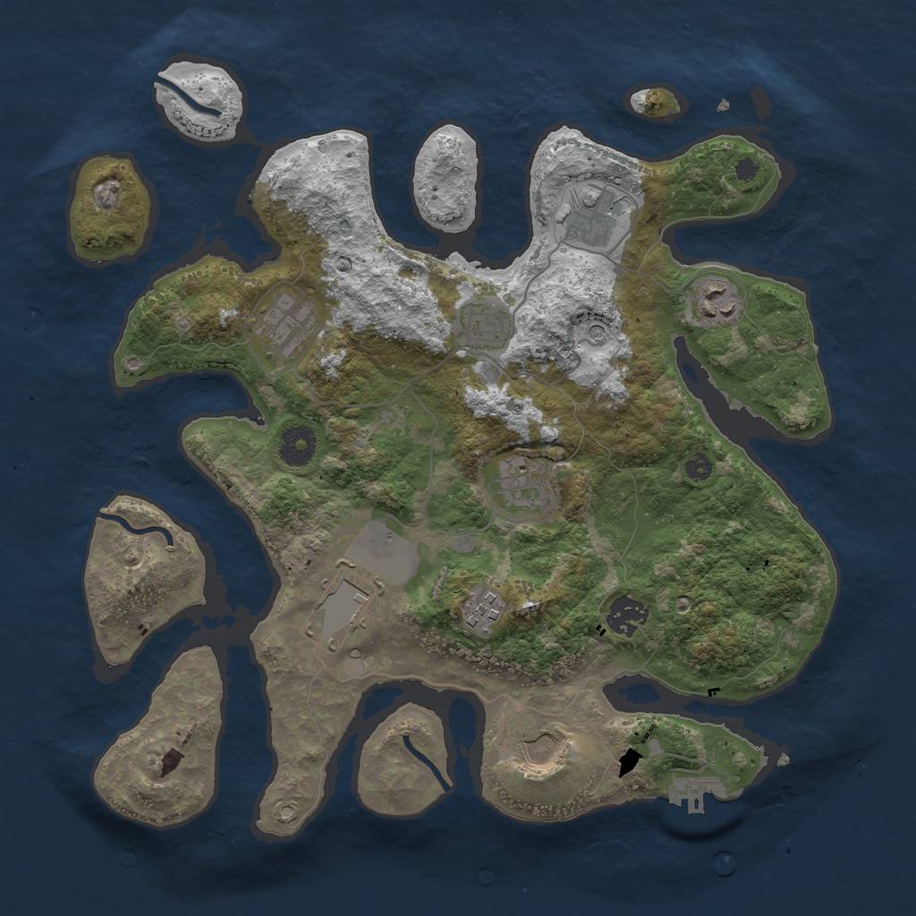 Rust Map: Procedural Map, Size: 3500, Seed: 970321, 13 Monuments