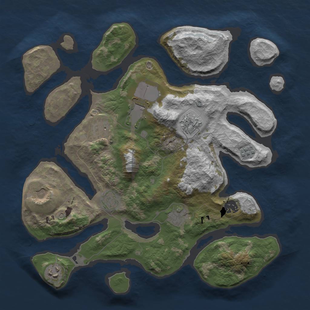 Rust Map: Barren, Size: 3500, Seed: 371133718, 12 Monuments