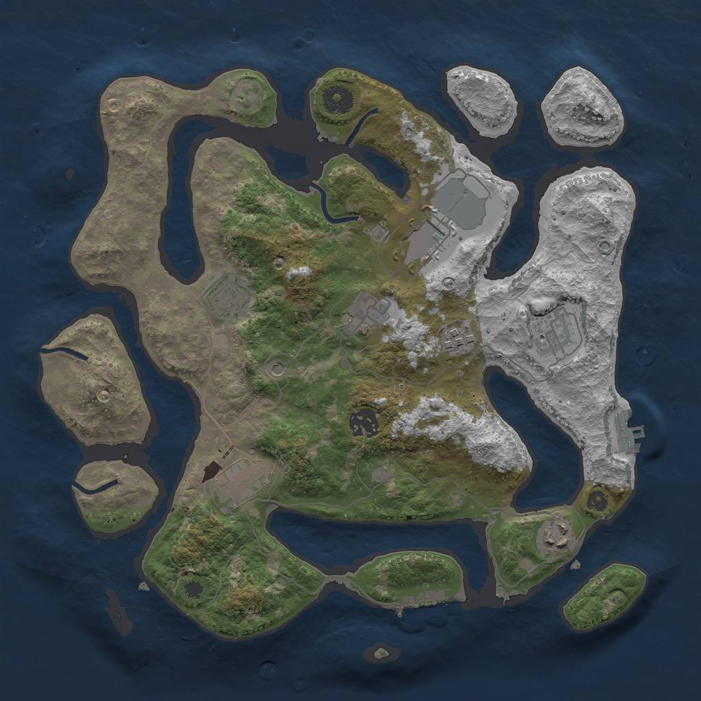 Rust Map: Procedural Map, Size: 3500, Seed: 1649834518, 13 Monuments
