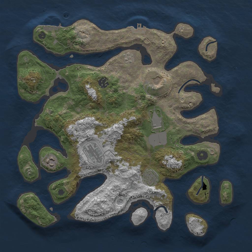 Rust Map: Procedural Map, Size: 3600, Seed: 68123594, 12 Monuments