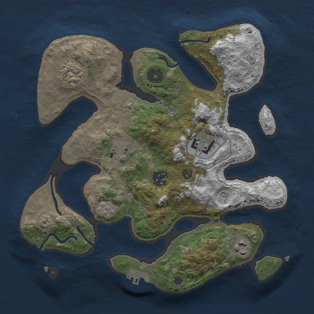 Rust Map: Procedural Map, Size: 3000, Seed: 987456344, 10 Monuments