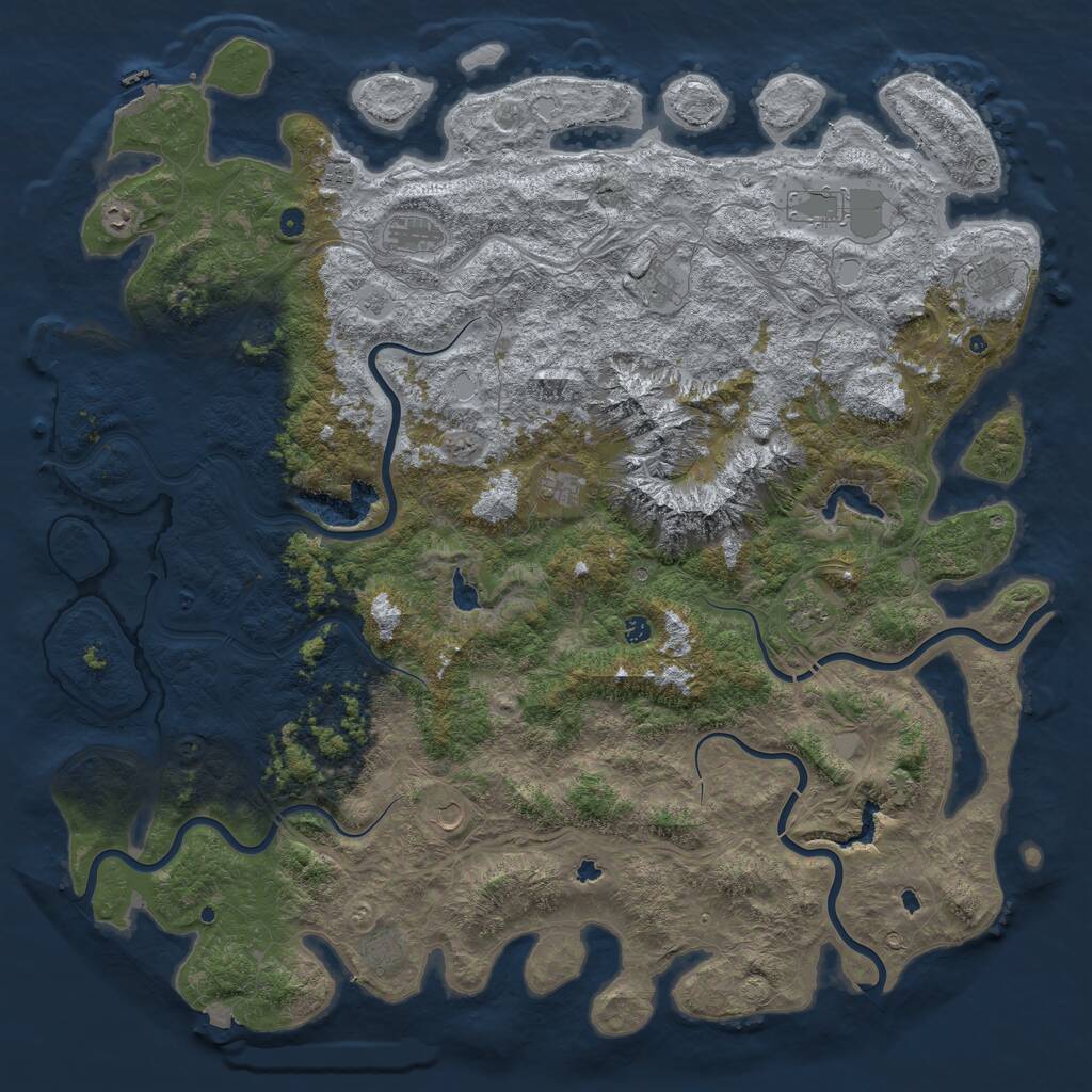 Rust Map: Procedural Map, Size: 6000, Seed: 1488, 17 Monuments