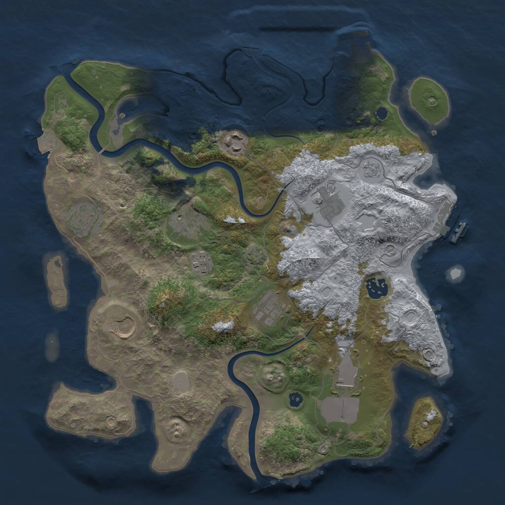 Rust Map: Procedural Map, Size: 3500, Seed: 59663787, 15 Monuments