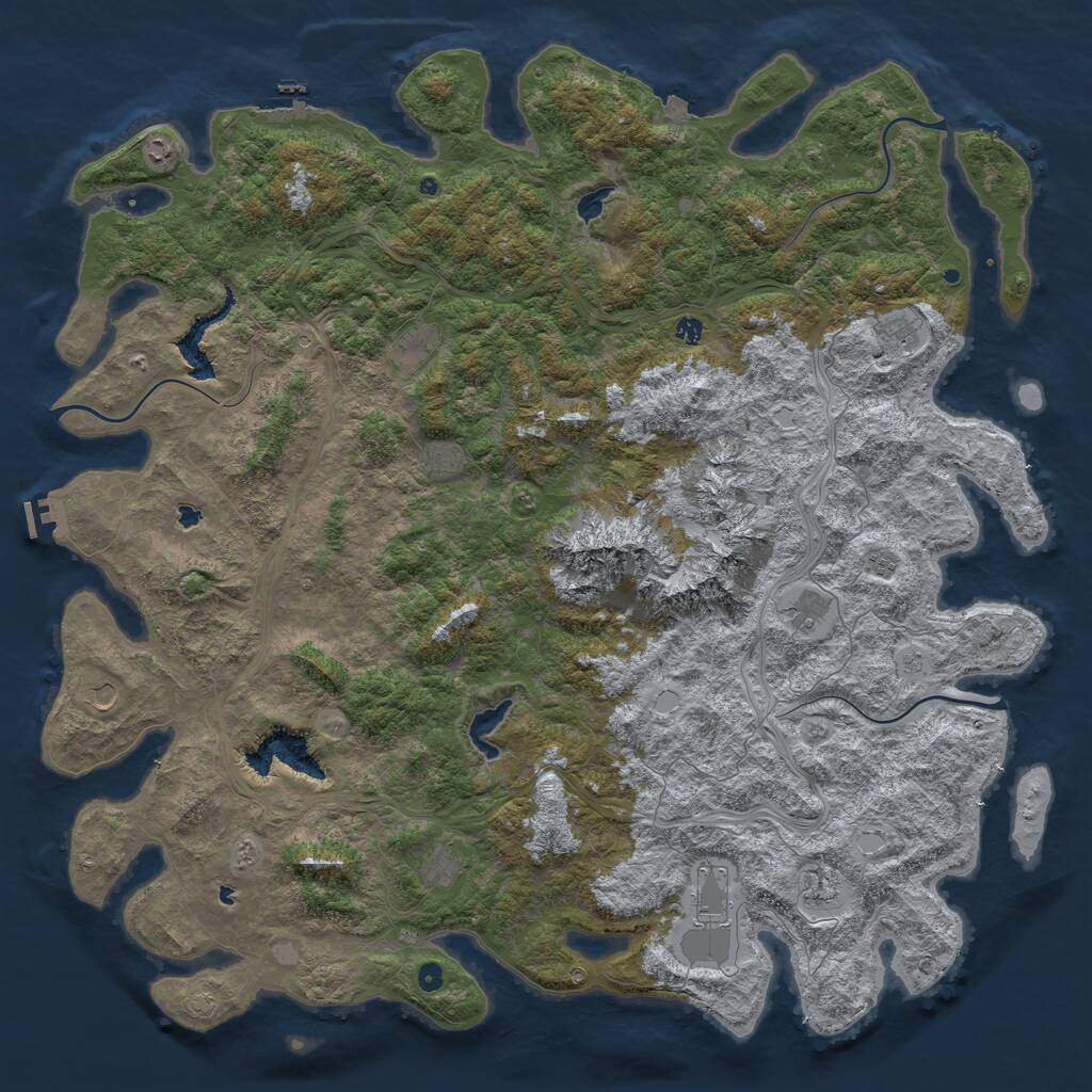 Rust Map: Procedural Map, Size: 6000, Seed: 1175313599, 17 Monuments