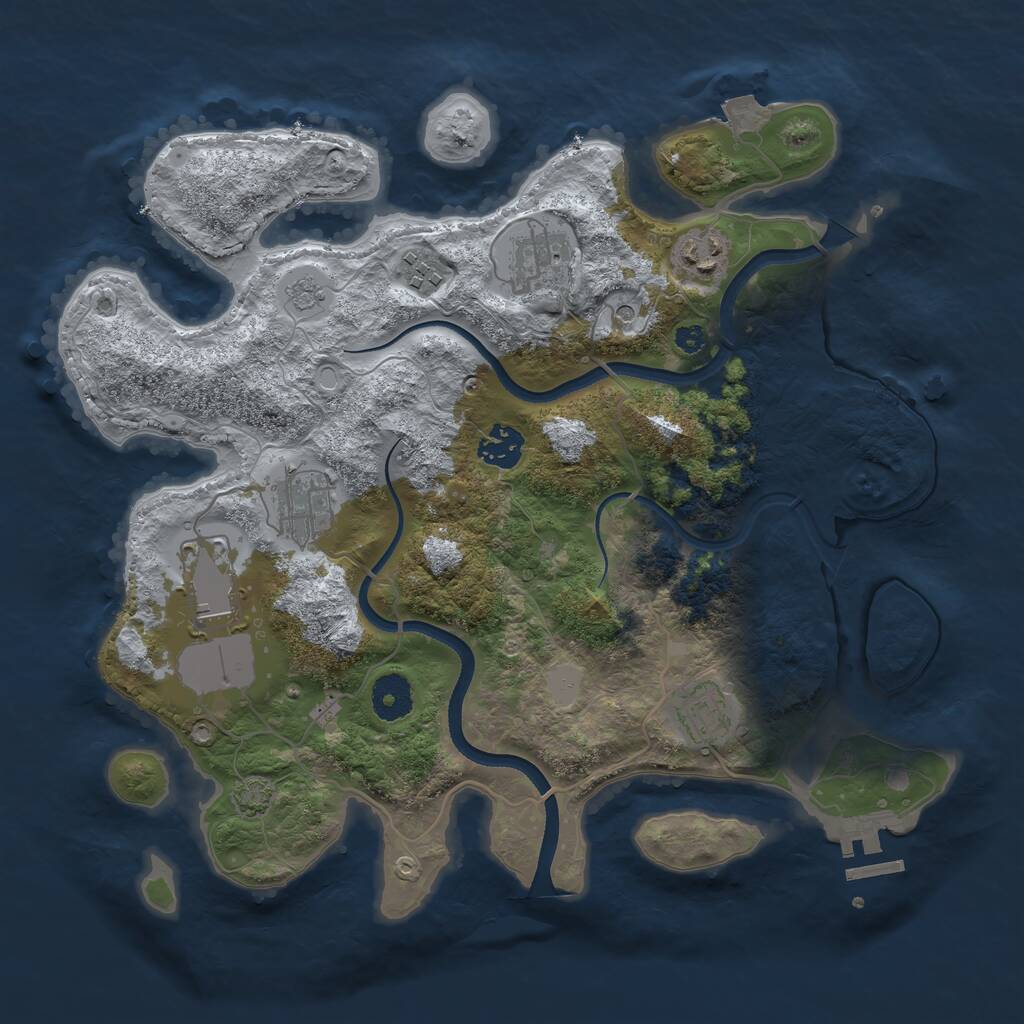 Rust Map: Procedural Map, Size: 3500, Seed: 404855, 12 Monuments